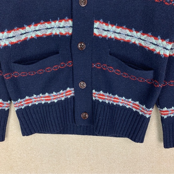 🚨⛔️SOLD⛔️🚨 J. Crew 100% Lambs wool Cardigan Size Small Blue Shawl Chunky Knit - Picture 2 of 8